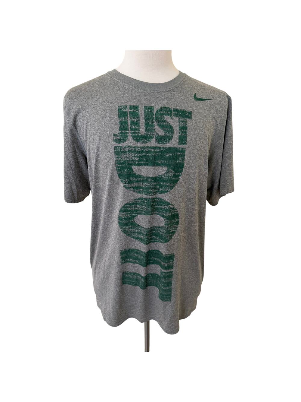 Nike Men Dri-Fit Just Do It  Gray Graphic Short Sleeves T-Shirt Size XL